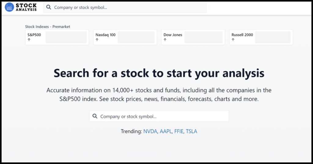 Stock Analysis- Home page