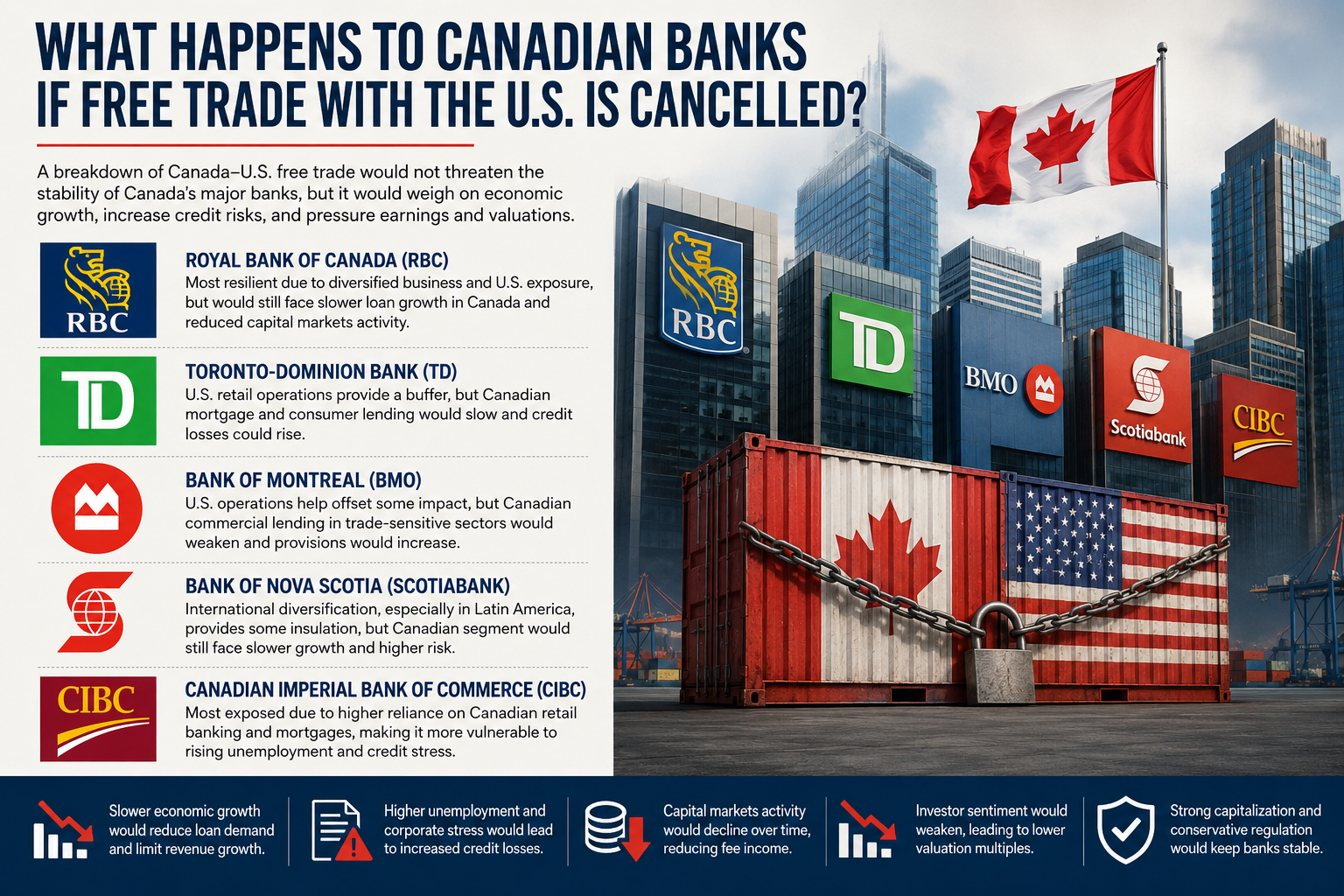 What will happen to Canadian Banks if the Free Trade Deal with the USA is Cancelled?
